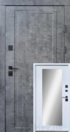 Вхідні двері QDOORS серія Ультра модель Міроу (мармур темний/біла емаль+дзеркало) від компанії E-dveri - фото 1