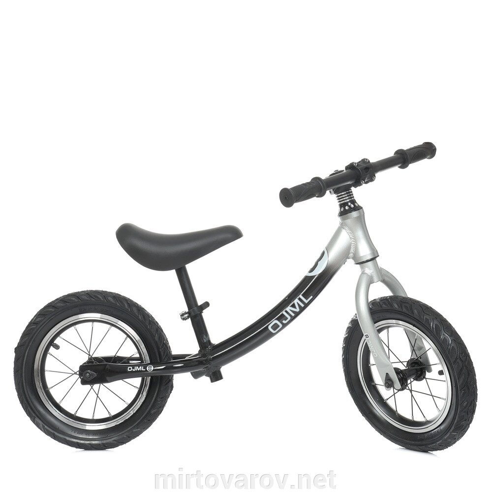 Алюмінієвий велобіг від беговел дитячий ML-0083-3 колеса 12 дюймів надувні / чорно-сірий** від компанії Мір товарів - фото 1