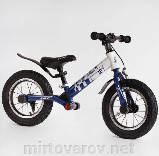 Беговел (велобіг) дитячий сталева рама Corso "Skip Jack" 93307 з амортизатором колеса 12 дюймів синьо-білий від компанії Мір товарів - фото 1