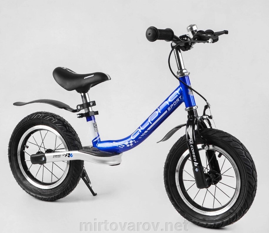 Беговел (велобіг від) дитячий колеса 12 дюймів надувні Corso "Alpha Sport" 17440 з ручним гальмом / синій від компанії Мір товарів - фото 1