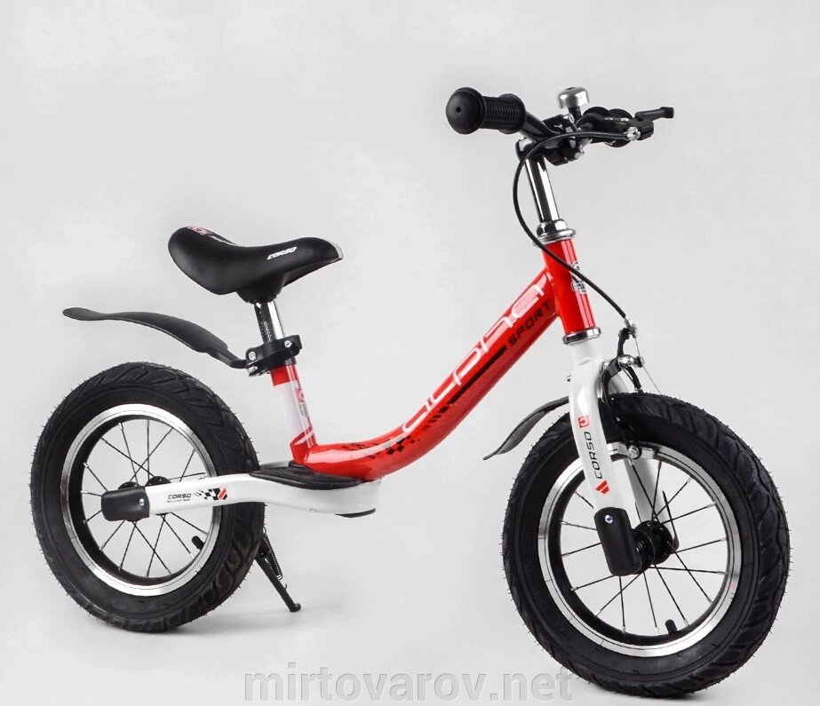 Беговел (велобіг від) дитячий колеса 12 дюймів надувні Corso "Alpha Sport" 24009 з ручним гальмом / червоний від компанії Мір товарів - фото 1