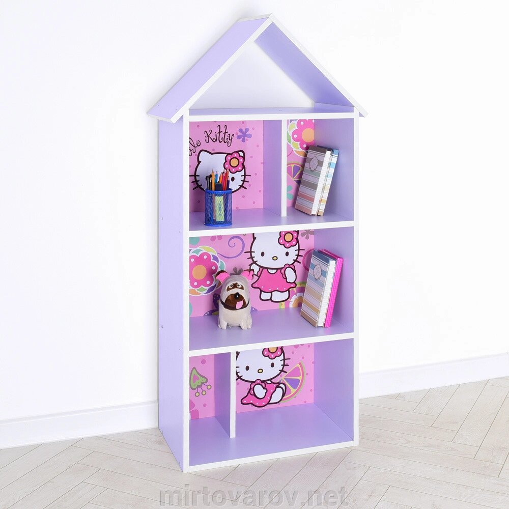 Будиночок стелаж полку Дитяча дерев'яна для іграшок і книг H 2020-20-3 Hello Kitty бузкова для дівчинки** від компанії Мір товарів - фото 1