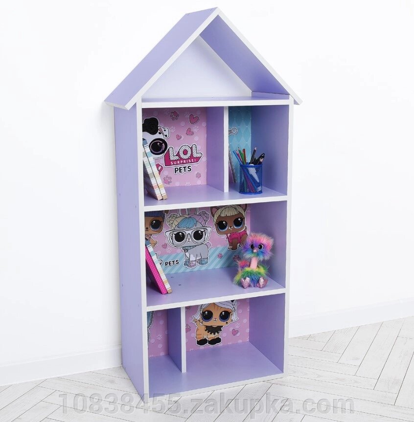 Будиночок стелаж полку Дитяча дерев'яна для іграшок і книг H 2020-23-2 "LOL" лаванда** від компанії Мір товарів - фото 1