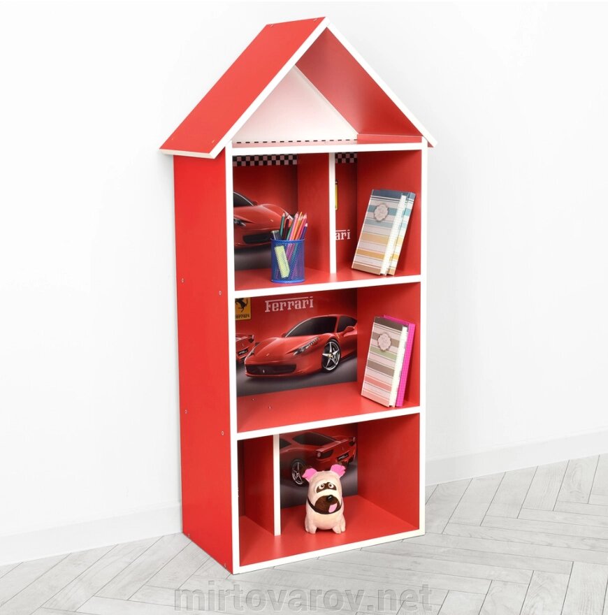 Будиночок-стелаж-полку дитяча для іграшок і книг H 2020-18-2 Машина червоний** від компанії Мір товарів - фото 1