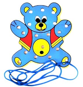 Дитяча дерев'яна іграшка шнурівка Ведмедик 5504