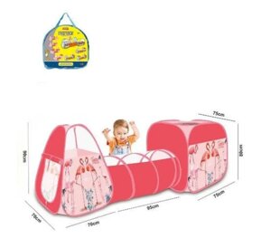Дитячий ігровий Намет з тунелем MR 0647 Піраміда для хлопчиків і дівчаток "Рожевий Фламінго"в сумці)