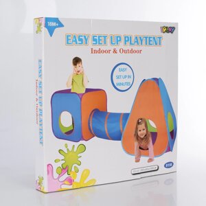 Дитячий ігровий Намет з тунелем Піраміда + Куб MR 0644 для дівчинки і хлопчика. Різнобарвна