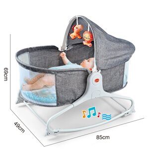 Дитяче музичне ліжечко 261203-98988 "Спи спокійно малюк" з підвісками, є вібрація, сіра