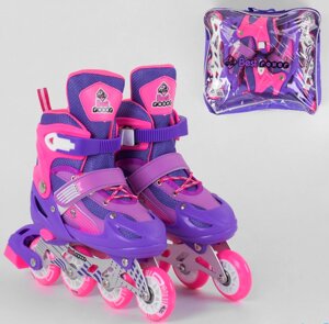 Дитячі Розсувні Ролики 40005-M Best Roller розмір 34-37 колеса PVC / переднє світло / фіолетові для дівчини