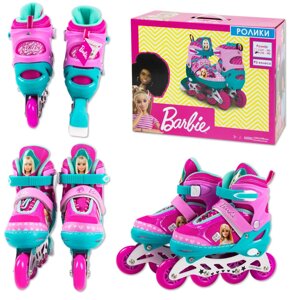 Дитячі Ролики RL2112 Barbie "Барбі" розмір M (35-38) колеса PU переднє світне/рожеві для дівчаток