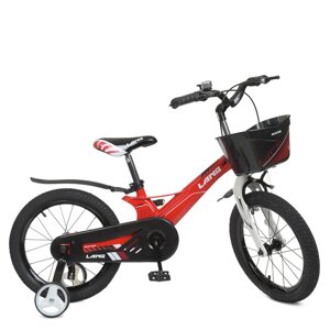Дитячий двоколісний магнієвий велосипед з багажної передній кошиком 16 дюймів Hunter WLN1650D-3N червоний