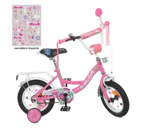 Дитячий двоколісний сталевий велосипед колеса 12 дюймів Profi Y12301N Blossom Рожевий