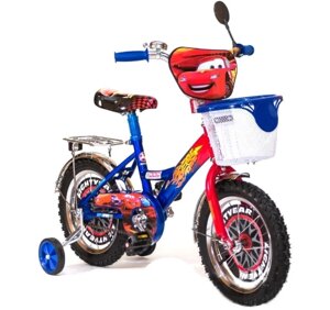 Дитячий двоколісний велосипед Mustang Тачки колеса 18 дюймів з передньої кошиком і дзеркалом / колір синій