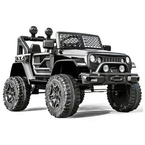 Дитячий електромобіль Джип M 5734EBLR-2 Jeep одномісний, шкіряне сидіння, амортизатори / чорний