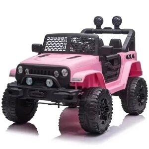Дитячий електромобіль Джип M 5734EBLR-8 Jeep одномісний, шкіряне сидіння, амортизатори / рожевий