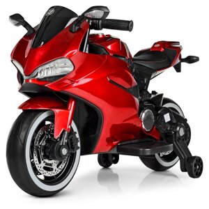 Дитячий електромобіль мотоцикл Bambi Racer M 4104ELS-3 світло коліс червоний автопокраска