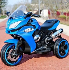 Дитячий електромобіль мотоцикл трицикл BMW M 3688EL-4 на EVA колесах з шкіряним сидінням / синій