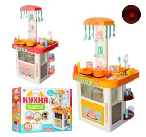 Дитячий ігровий набір інтерактивна кухня велика Limo Toy 889-59-60 вода в крані звук, світло рожева
