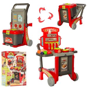 Дитячий ігровий набір кухня велика 008-930 на колесах валіза візок посуд продукти