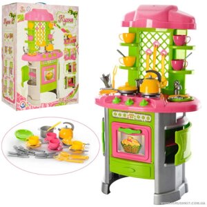 Дитячий ігровий набір Кухня №8 велика ТЕХНОК 0915 аксесуари рожево-салатовий