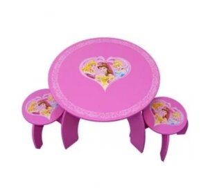 Дитячий круглий столик з двома стільчиками Bambi 5472 дерев'яний /Принцеси Діснея" для дівчинки. Рожевий