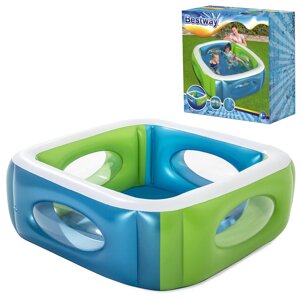 Дитячий надувний басейн BESTWAY 51132 з віконцями / колір синьо-зелений