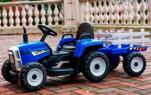 Дитячий одномісний електромобіль Трактор із причепом BAMBI M 4479EBLR-4 синій
