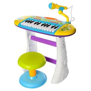 Дитячий синтезатор на ніжках LIMO TOY BB383BD 24 клавіші з сидінням і мікрофоном музика світ 2 виду*