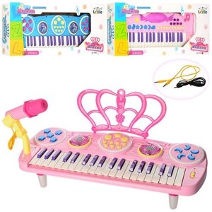 Дитячий синтезатор-піаніно на ніжках 3707A-8A з мікрофоном 37 клавіш MP3. Працює від мережі / 2 кольори