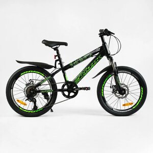 Дитячий спортивний велосипед 20 дюймів Corso «CRANK» CR-20608 сталева рама, обладнання LTWOO-A2, 7 швидкостей /