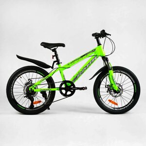 Дитячий спортивний велосипед 20 дюймів Corso «CRANK» CR-20711 сталева рама, обладнання LTWOO-A2, 7 швидкостей /