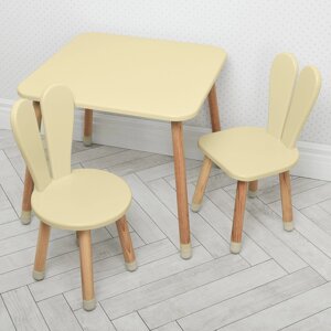 Дитячий столик з двома стільчиками Bambi 04-025BEIGE+1 дерев'яний (МДФ) / колір бежевий