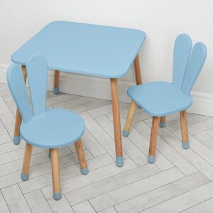 Дитячий столик з двома стільчиками Bambi 04-025BLAKYTN+1 дерев'яний (МДФ) / колір синій