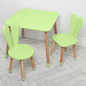 Дитячий столик з двома стільчиками Bambi 04-025G+1 дерев'яний (МДФ) / колір зелений