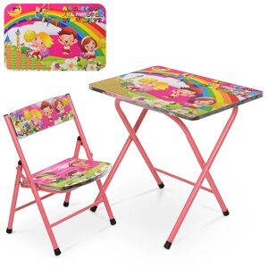 Дитячий столик зі стільчиком Bambi A19-ABC Діти рожевий складаний