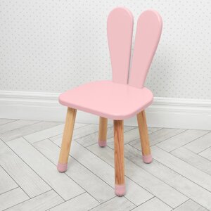 Дитячий стільчик для дівчинки Bambi 04-2R "Зайчик" дерев'яний (МДФ) / колір рожевий