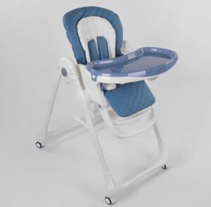 Дитячий стільчик для годування Toti W-82552 м'який вкладиш і знімний столик синій