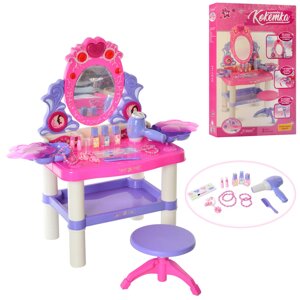 Дитячий туалетний столик, трюмо для дівчинки Limo Toy M 0395 U/R зі стільчиком звук, світло аксесуари