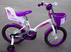 Дитячий велосипед для дівчинки KIDS BIKE CROSSER-3 колеса 20 дюймів з передньої кошиком і сидінням для ляльки