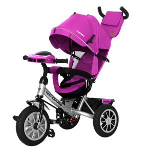 Дитячий велосипед коляска триколісна TILLY CAMARO T-362/2 з ігровою панеллю / колір фіолетовий