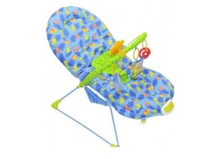 Дитяче крісло-качалка шезлонг Bambi 60661 Музичний з вібрацією. Для хлопчика і Дівчинки. Синій