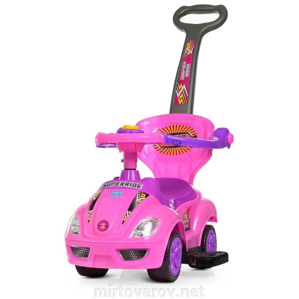 Дитяча машинка каталка-толокар Bambi 2 в 1 M 4205-8 батьківська ручка музика рожевий** від компанії Мір товарів - фото 1