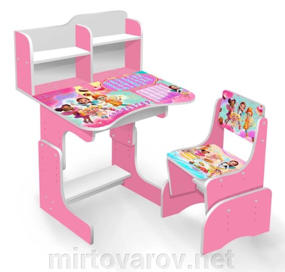 Дитяча парта шкільна зі стільцем "Баттерин кафе" 002 з пеналом рожева від компанії Мір товарів - фото 1