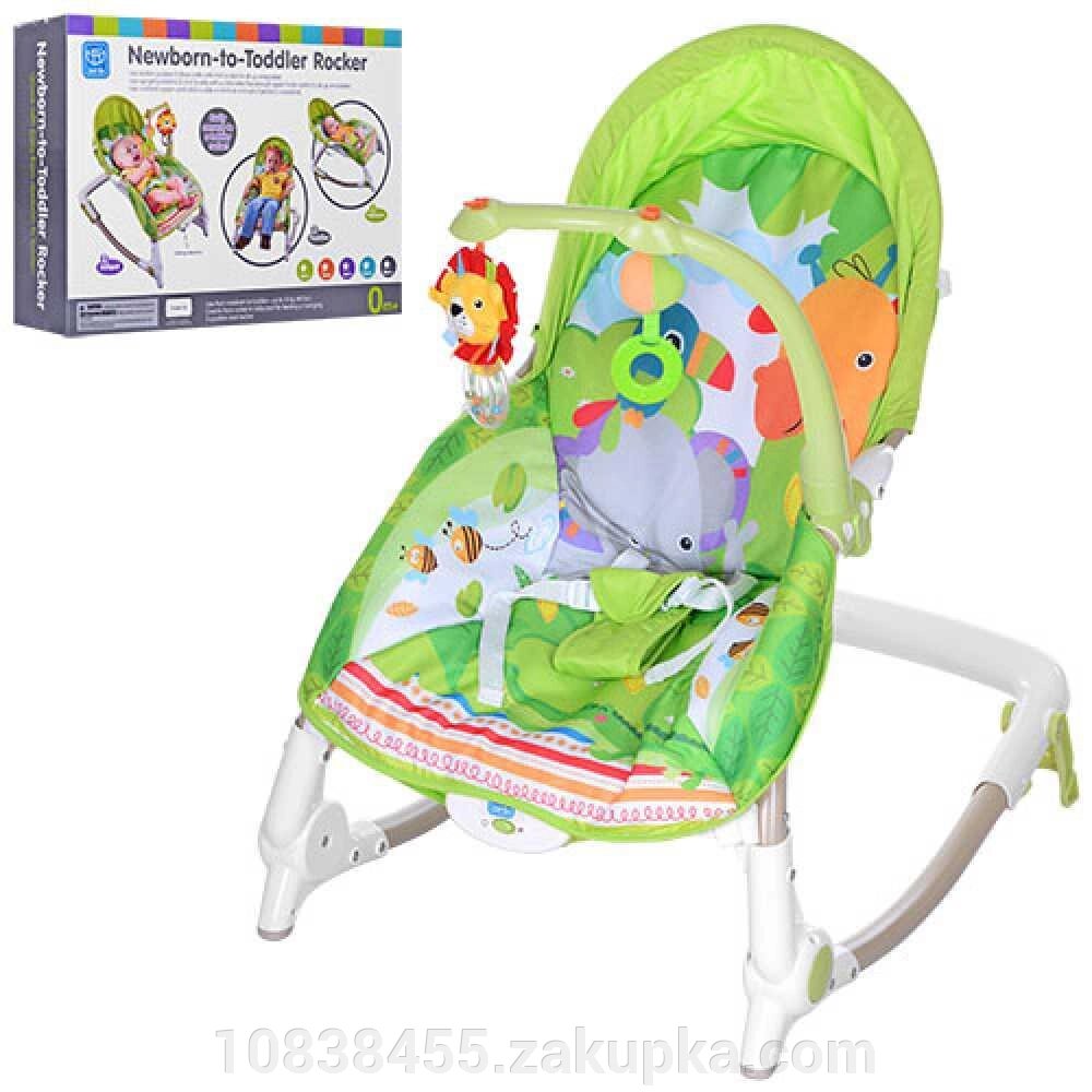 Дитяче крісло-качалка шезлонг-гойдалки Bambi 63561 з регулюванням спинки зелене від компанії Мір товарів - фото 1
