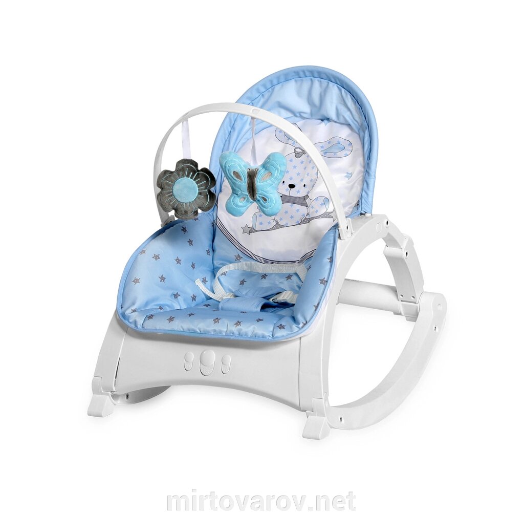 Дитяче крісло-качалка шезлонг музичне Lorelli (Bertoni) Enjoy Blue Bunny синє від компанії Мір товарів - фото 1