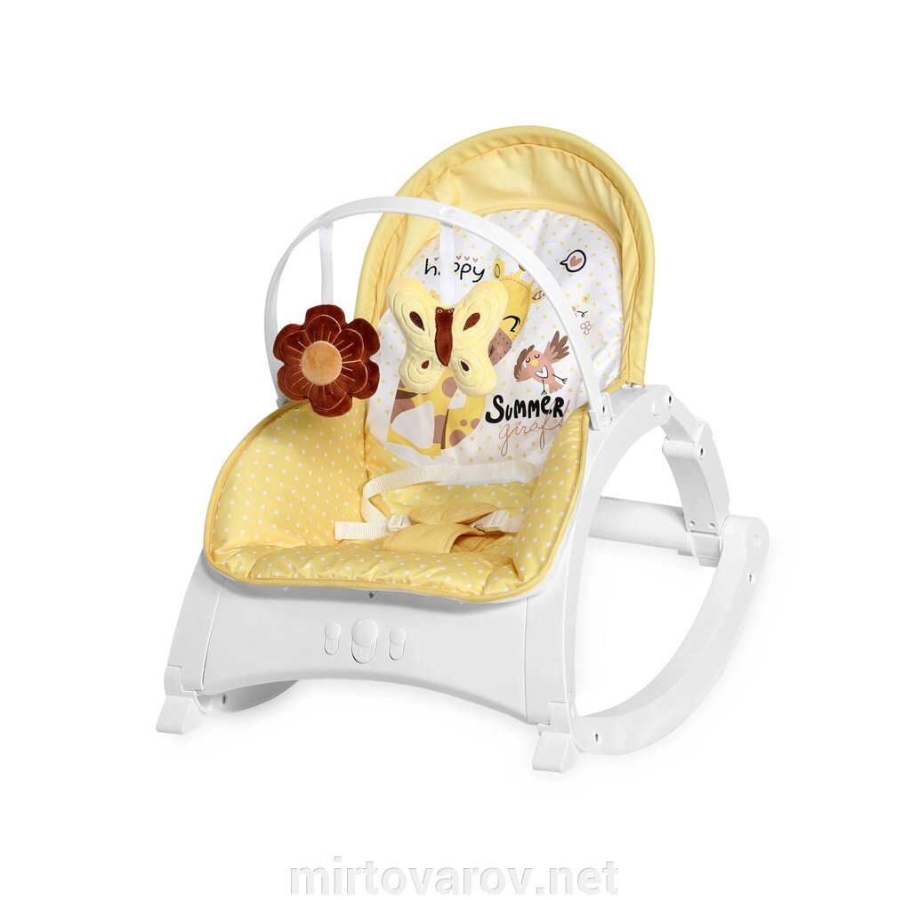 Дитяче крісло-качалка шезлонг музичне Lorelli (Bertoni) Enjoy Yellow Giraffe жовте від компанії Мір товарів - фото 1