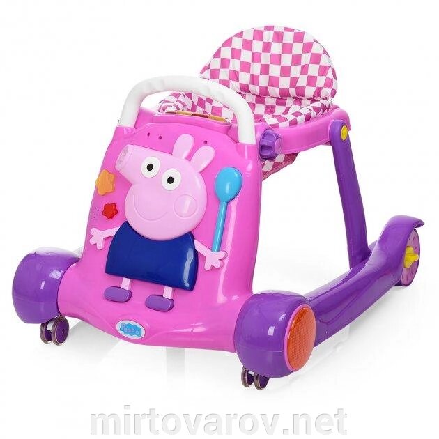Дитячі ходунки BAMBI BQ308-8 "Свинка Пеппа" для дівчинки зі світловими ефектами / рожеві від компанії Мір товарів - фото 1