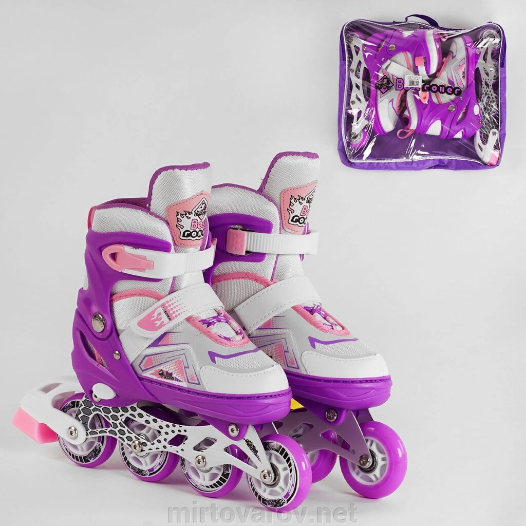 Дитячі Розсувні Ролики 58774-S Best Roller розмір 30-33 колеса PU / переднє світло / фіолетові для дівчинки від компанії Мір товарів - фото 1