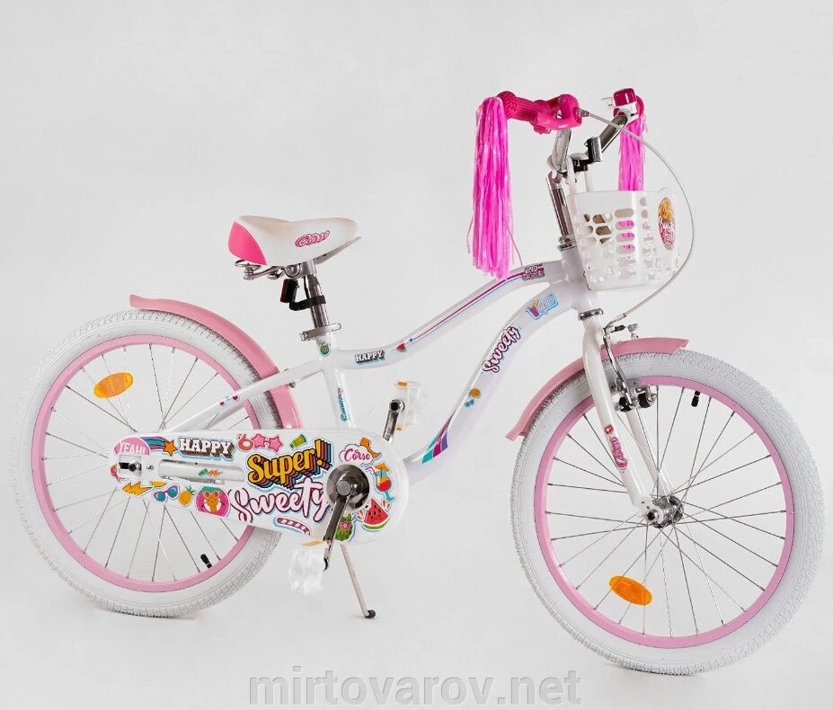 Дитячий двоколісний алюмінієвий велосипед "CORSO Sweety" SW-20450 колеса 20д з КОРЗИНКОЮ/для дівчинки блакитний від компанії Мір товарів - фото 1
