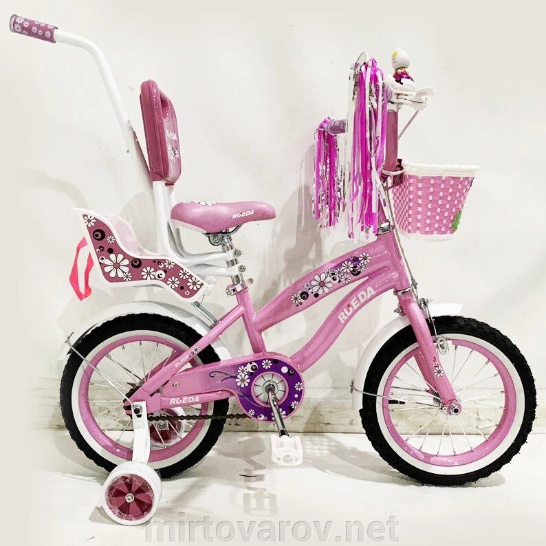 Дитячий двоколісний іспанська велосипед Flower-RUEDA (Квіточка-Руеда) 14-03B колеса 14 дюймів рожевий від компанії Мір товарів - фото 1